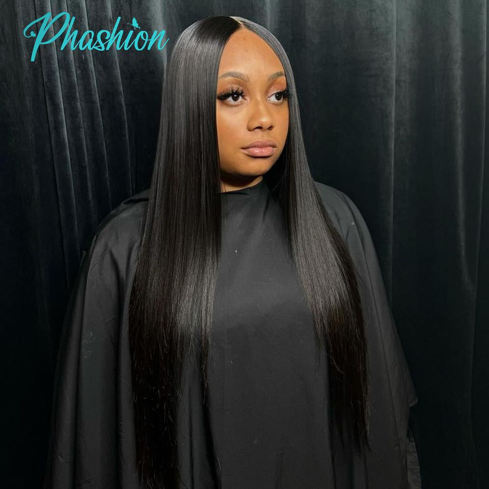 Phashion 24 26 Inch 5x5 4x4 Straight Lace Closure Only Pre Plucked Long Full Swiss Transparent Lace