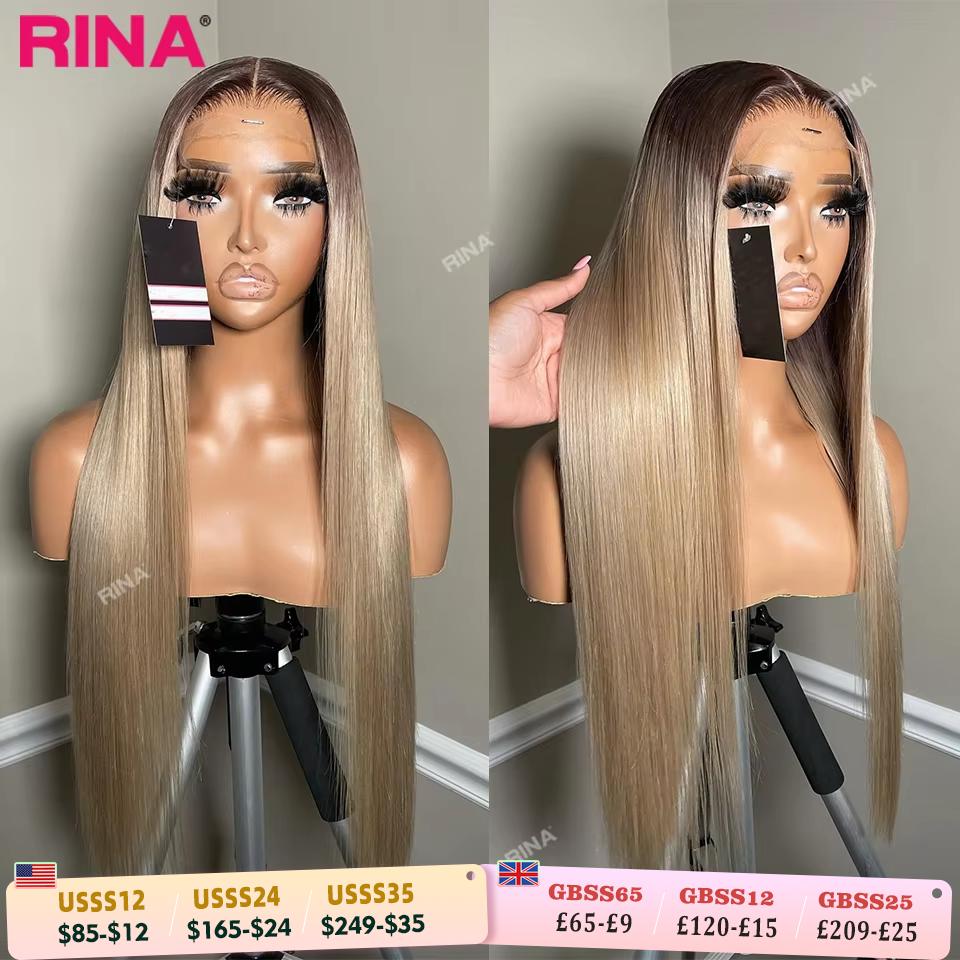 13x4 Dark Brown Blonde Straight Lace Front Human Hair 200 Density 13x6 Transparent Lace Frontal Wig